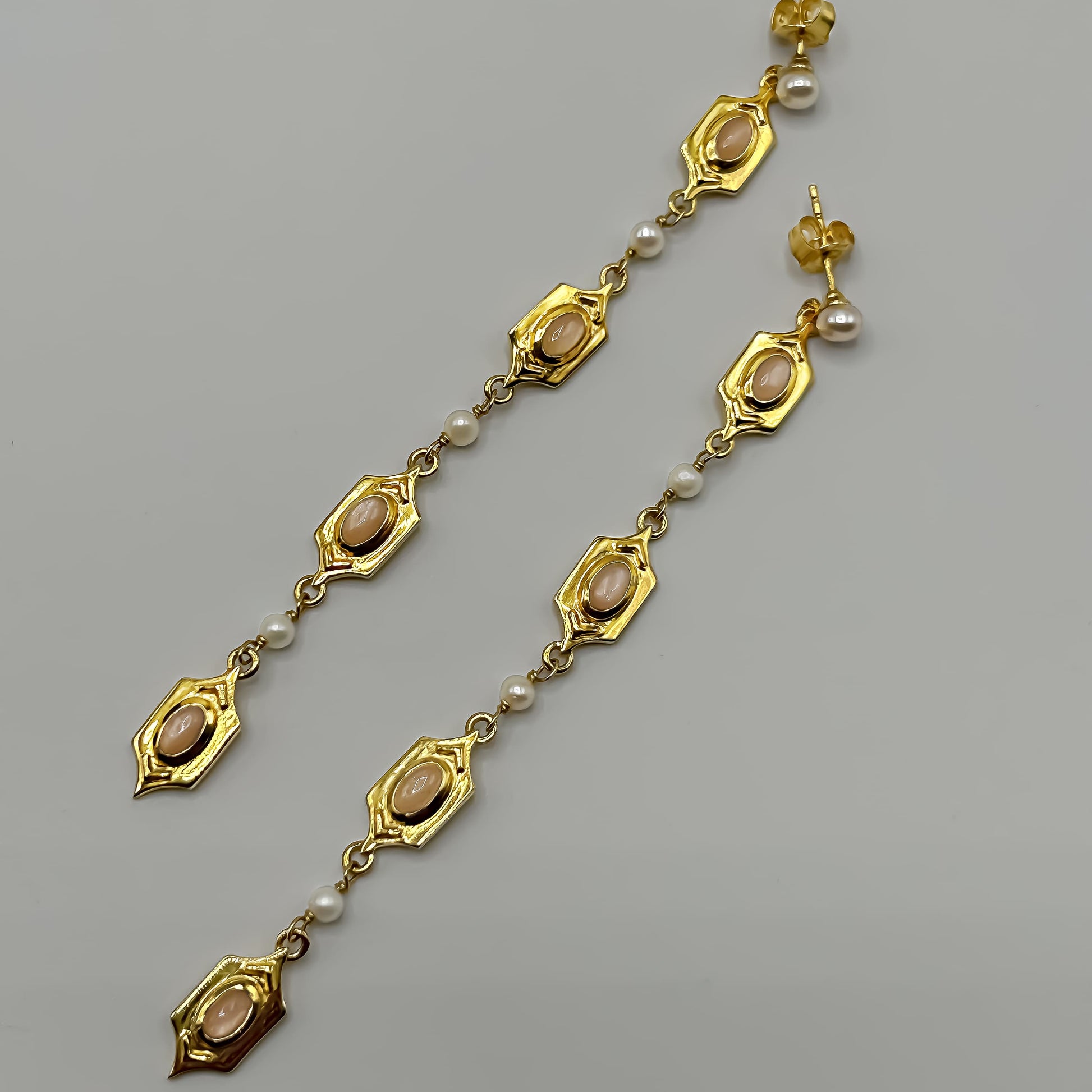 Peach moon stone Ohrringe